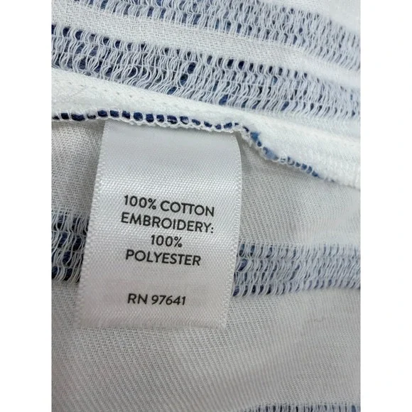 NWT Blue White Striped Embroidered 100% Cotton Tunic Top NWT Resortwear Vacation - Picture 11 of 12